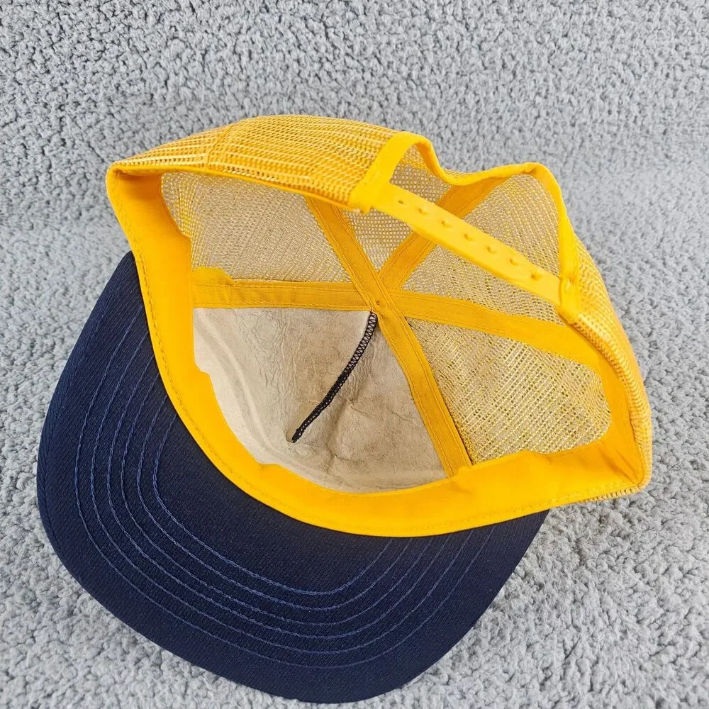 Vintage Georgia Tech Yellow Jackets Hat Mesh Snapback 80s Striped Blue Yellow